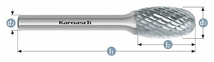Karnasch HM freesstift ongecoat Type TRE/ HP-3 d1= 8,0 / l2= 15 / d2= 6 / l1= 60mm Art: 113041025 BESTSELLER