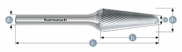Karnasch HM freesstift ongecoat Type KEL/ HP-5 d1=10 / l2=30 / d2=6 / l1=75mm Art: 113083035