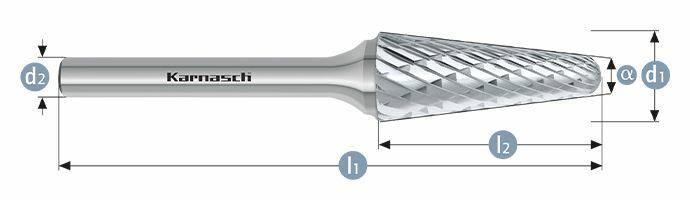 Karnasch HM freesstift ongecoat Type KEL/ HP-6 d1= 10,0 / l2= 30 / d2= 6 / l1= 75mm Art: 113084035