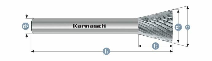Karnasch HM freesstift ongecoat Type WKN/ HP-3 d1= 16,0 / l2= 19 / d2= 6 / l1= 64mm Art: 113096035 BESTSELLER