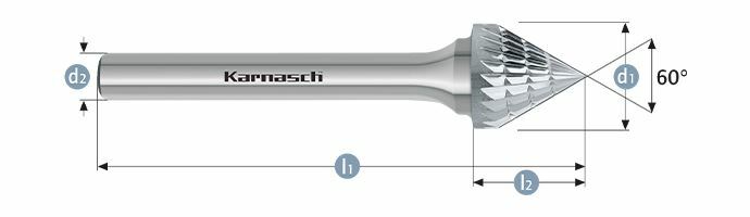 Karnasch HM freesstift ongecoat Type KSJ/ HP-3 d1= 25,0 / l2= 24,5 / d2= 6 / l1= 68mm Art: 113101040 BESTSELLER