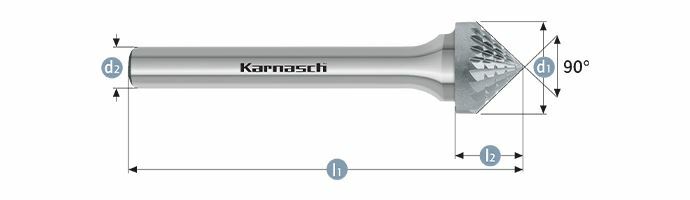 Karnasch HM freesstift ongecoat Type KSK/ HP-3 d1= 6,0 / l2= 6 / d2= 6 / l1= 50mm Art: 113111010 BESTSELLER
