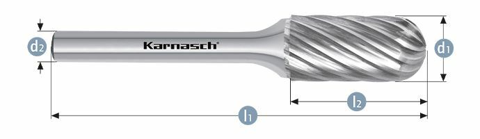 Karnasch HM freesstift ongecoat Type WRC/ HP-9 d1= 3 / l2= 14 / d2= 3 / l1= 38mm Art: 114033005