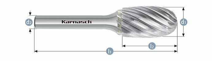 Karnasch HM freesstift ongecoat Type TRE/ HP-9 d1= 8 / l2= 15 / d2= 6 / l1= 60mm Art: 114035015