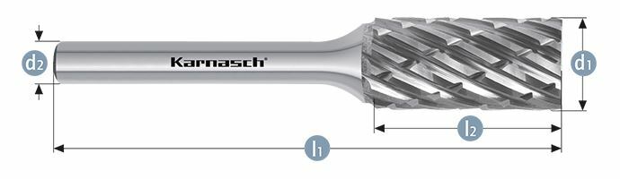 Karnasch HM freesstift ongecoat Type ZYA/ HP-8 d1= 6 / l2= 18 / d2= 6 / l1= 50mm Art: 114041010