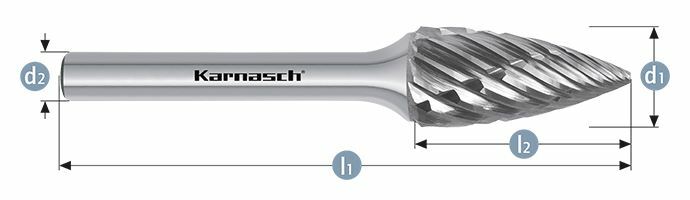 Karnasch HM freesstift ongecoat Type SPG/ HP-8 d1= 6 / l2= 18 / d2= 6 / l1= 50mm Art: 114047010