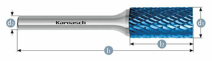 Karnasch HM freesstift Blue-Tec gecoat ZYA/ HP-3 d1=5,0 / l2=12,7 / d2=3 / l1=38mm Art: 115001057 BESTSELLER