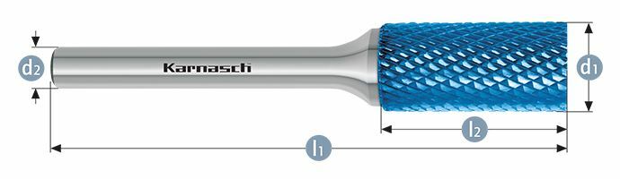 Karnasch HM freesstift Blue-Tec gecoat ZYA/ HP-4 d1=3 / l2=14 / d2=3 / l1=50mm Art: 115002035