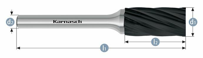 Karnasch HM freesstift Black-Tec gecoat ZYA/ HP-7 d1=10 / l2=20 / d2=6 / l1=65mm Art: 115005090