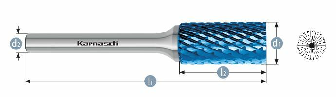 Karnasch HM freesstift Blue-Tec gecoat ZYB/ HP-6 d1=8/ l2=20 / d2=6 / l1=65mm Art: 115014075