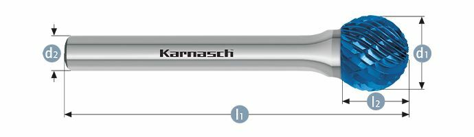 Karnasch HM freesstift Blue-Tec gecoat KUD/ HP-3 d1= 8,0 / l2= 6 / d2= 6 / l1= 52mm Art: 115031060 BESTSELLER