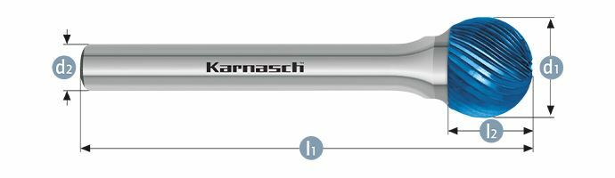 Karnasch HM freesstift Blue-Tec gecoat KUD/ HP-5 d1=12/ l2=11,0 / d2=6/ l1=56mm Art: 115033080