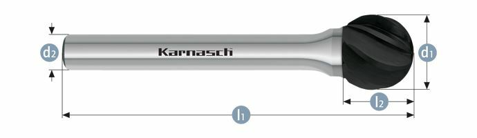Karnasch HM freesstift Black-Tec gecoat KUD/ HP-7 d1=25 / l2=22,0 / d2=8 / l1=68mm Art: 115035120