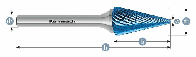 Karnasch HM freesstift Blue-Tec gecoat SKM/HP-3 d1= 6,0 / l2= 20 / d2= 6 / l1= 50mm Art: 115091030 BESTSELLER