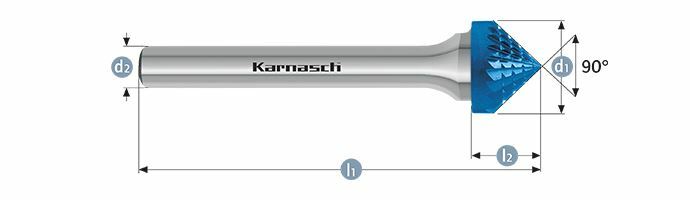 Karnasch HM freesstift Blue-Tec gecoat KSK/ HP-3 d1= 10,0 / l2= 5 / d2= 6 / l1= 53mm Art: 115111015 BESTSELLER