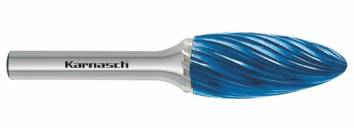 Karnasch HM freesstift Blue-Tec gecoat vlam/HP-9 d1= 12 / l2= 32 / d2= 6 / l1= 77mm Art: 116038025
