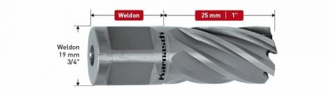 Karnasch HSS-XE kernboor Silver-Line25, snijdiepte 25mm, Weldonopname 19mm BESTSELLER