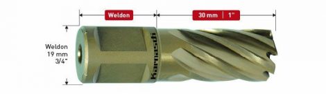 Karnasch HSS-XE kernboor Gold-Line30, snijdiepte 30mm, Weldonopname 19mm BESTSELLER