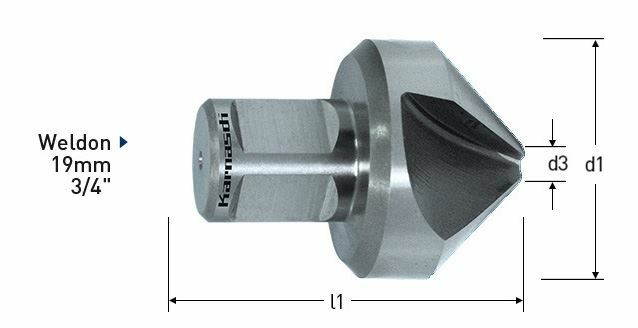 Karnasch verzinker 90°, HSS-XE Weldonopname 19mm Ø55mm Art: 201295055