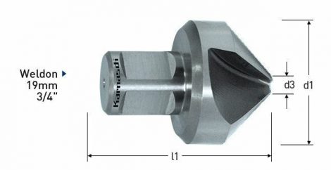 Karnasch HSS-XE verzinker 90°, Weldonopname 19mm