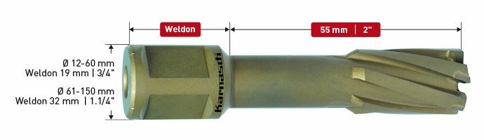 Karnasch HM kernboor, Weldonopname 32 mm, snijdiepte 55 mm, Hard-Line55 Ø103mm BESTSELLER Art: 201316103