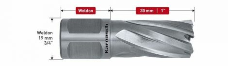 Karnasch HSS-XE kernboor Silver-Line Rail30, snijdiepte 30mm, Weldonopname 19mm