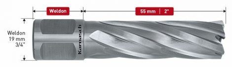 Karnasch HSS-XE kernboor Silver-Line Rail55, snijdiepte 55mm, Weldonopname 19mm