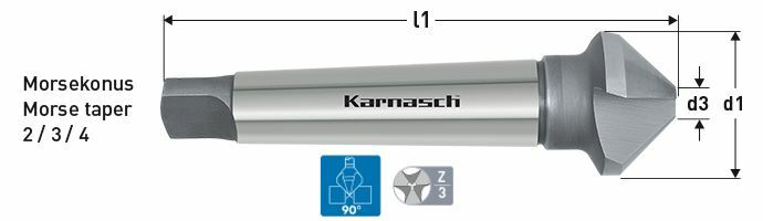 Karnasch verzinker 90°, HSS-XE met Morsekonus 2, DIN 335 Ø25,0mm Art: 201790020