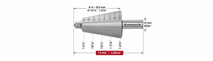Karnasch plaatstaalboor HSS-XE Ø16-30,5mm Art: 210039