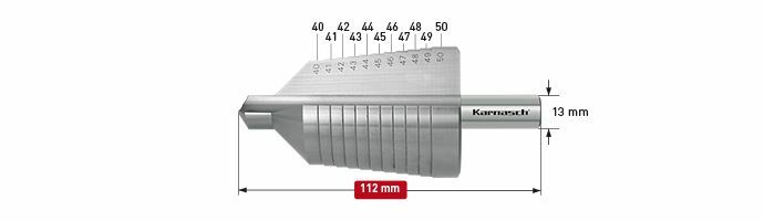 Karnasch trappenboor HSS-XE Ø40-50mm Art: 213023