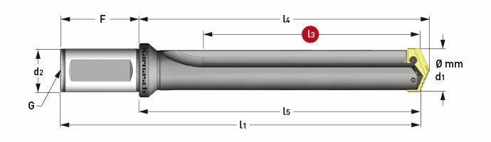 Karnasch Wisselplaatboorhouder, rechte spaangroef met weldonopname, Ø48,0-65,0 mm, boordiepte= 422,3 mm Art: 221020042230480
