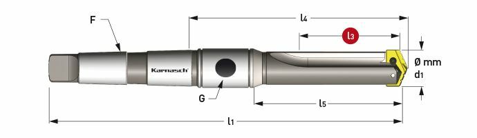 Karnasch Wisselplaatboorhouder, MK5-opname, rechte spaangroef, ISO 296 Type BEK, Ø78,0-88,0 mm, boordiepte= 889,0 mm (grootverpakkingstoeslag) Art: 221040088900780