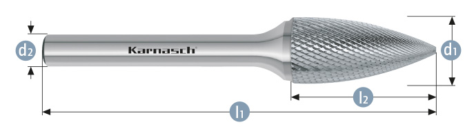 Karnasch HM freesstift ongecoat Type MICRO SPG / HP-11 d1= 6,0 / l2= 18,0 / d2= 6 / l1= 50mm Art: 114085040