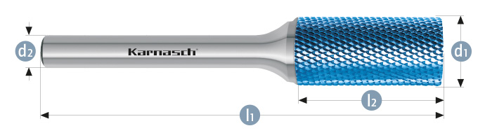 Karnasch HM freesstift Blue-Tec gecoat MICRO ZYA / HP-11 d1= 10,0 / l2= 20 / d2= 6 / l1= 65mm Art: 116080070