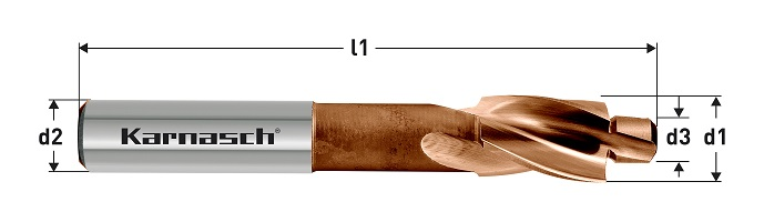 Karnasch HSS-XE TITAN-TEC vlakverzinker 180°, DIN 373 GF, voor doorgaande boring met boutkop M6 Art: 201891060