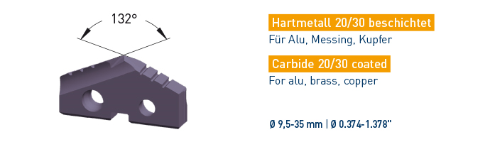 Karnasch HM20/30 insert voor boorhouder/gecoat voor Alu, Messing, koper, Ø26,50mm Art: 2250100265
