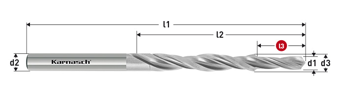 Karnasch HSS-XE Meerfasen-trappenboor DIN 8378, 90° voor Kernboor-verzinking voor draad M12 Art: 401030120