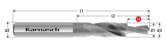 Karnasch HSS-XE korte trappenboor DIN 1897, 180° GM voor doorlopende draad M4 Art: 401050040