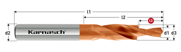 Karnasch HSS-XE TITAN-TEC korte trappenboor DIN 1897, 180° GM voor doorlopende draad M10 Art: 402050100