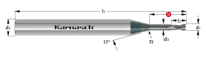 Karnasch VHM - Micro frees Ø0,40 / d2= 4 / L3= 4,0 mm, DCC 0318 Diamant-coating, Graphit/Zirkonium Art: 3065420040040