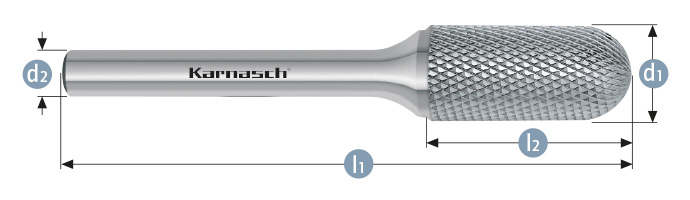 Karnasch HM freesstift ongecoat Type MICRO WRC / HP-11 d1= 10,0 / l2= 20 / d2= 6 / l1= 65mm Art: 114082060
