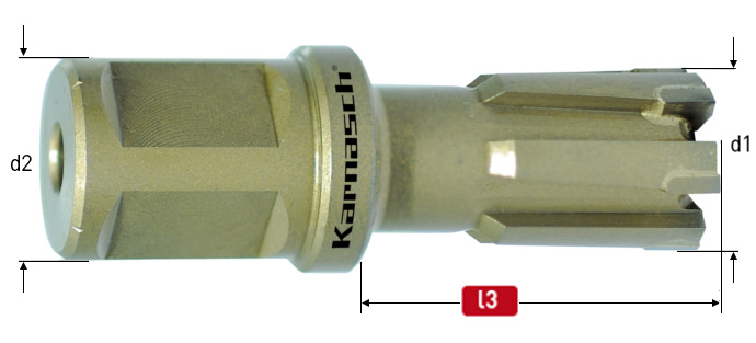 Karnasch HM kernboor, Weldonopname 19 mm, snijdiepte 25 mm, Hardox-Line25 / Rail-Line25 Pro Ø27mm Art: 201680027