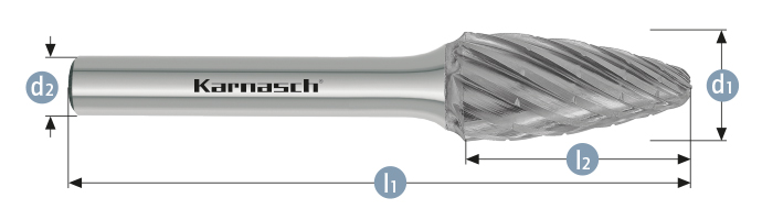 Karnasch BESTSELLER HM freesstift ongecoat type RBF/ HP-3 PRO d1=12,0 / l2=25 / d2=6 / l1=70mm Art: 114095040