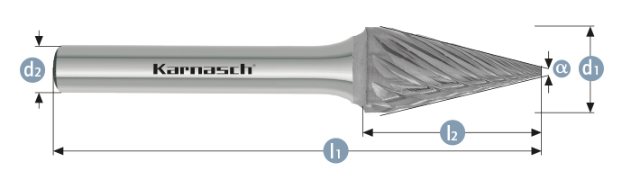Karnasch BESTSELLER HM freesstift ongecoat type SKM/ HP-3 PRO d1=8,0 / l2=20 / d2=6 / l1=65mm Art: 114099020