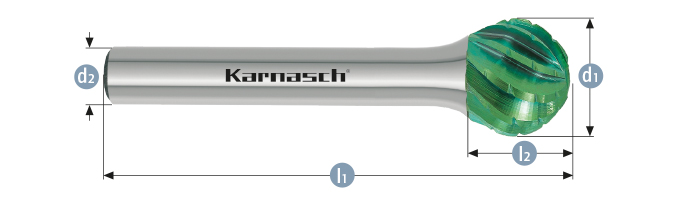 Karnasch BESTSELLER HM freesstift Green-Tec gecoat type KUD/ HP-3 PRO d1=16,0 / l2=14 / d2=6 / l1=59mm Art: 116093050