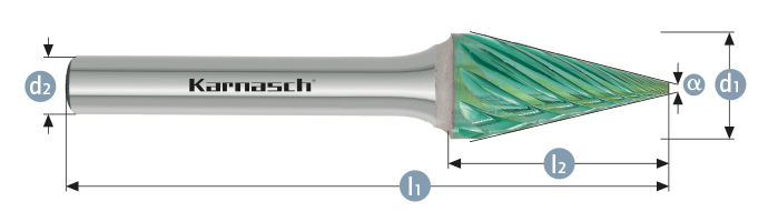 Karnasch BESTSELLER HM freesstift Green-Tec gecoat type SKM/ HP-3 PRO d1=10,0 / l2=20 / d2=6 / l1=65mm Art: 116099030