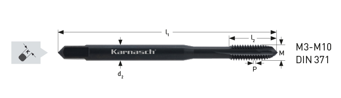 Karnasch VALUETOOL HSSE-V2 machinetap M4x0,7 / DIN371 / gevaporiseerd voor doorlopende gaten Art: 20202004