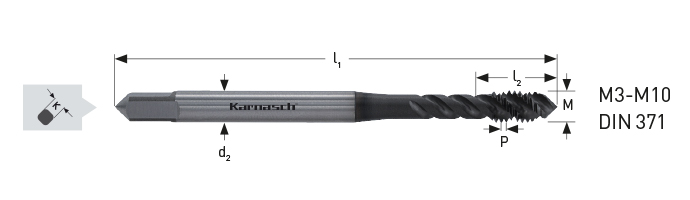 Karnasch VALUETOOL HSSE-PM machinetap M8x1,25 / DIN371 / DVC-XN voor blinde gaten Art: 20205308