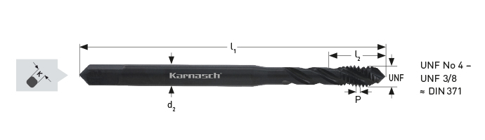 Karnasch VALUETOOL HSSE-V2 machinetap UNF No.8 x 36 / ca. DIN371 / gevaporiseerd voor blinde gaten Art: 20234408