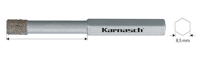Karnasch BESTSELLER Diamant-bestrooide gatenzaag, Diamond-Grit snijdiepte 40mm d=12,0mm Art: 211510012
